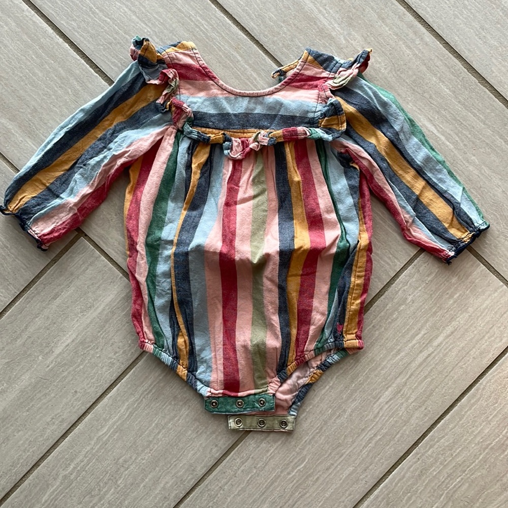 Pink Chicken Striped Long-Sleeve Bubble